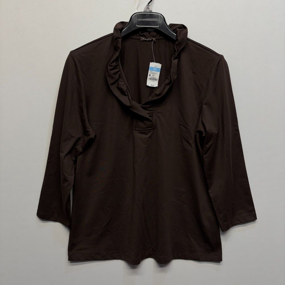 NWT J. McLaughlin Catalina Cloth 3/4 Sleeve Ruffle Blouse Top XL X-Large D118 27
